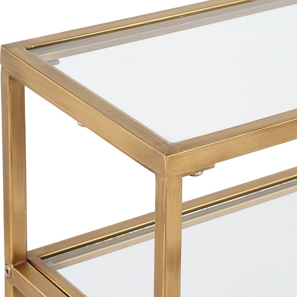 Isoverde 30 in. Iron and Glass Console Table