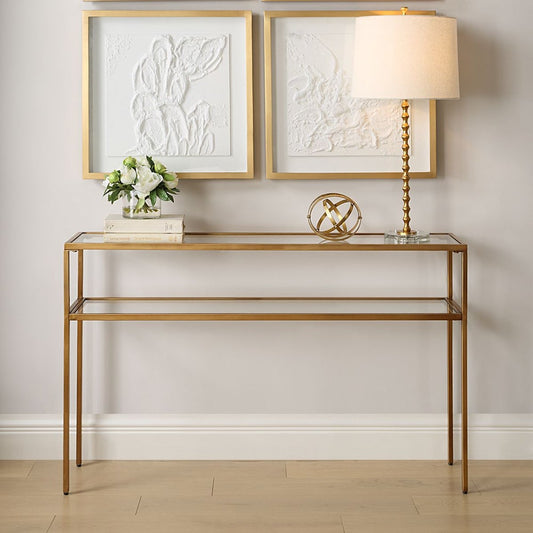 Isoverde 30 in. Iron and Glass Console Table